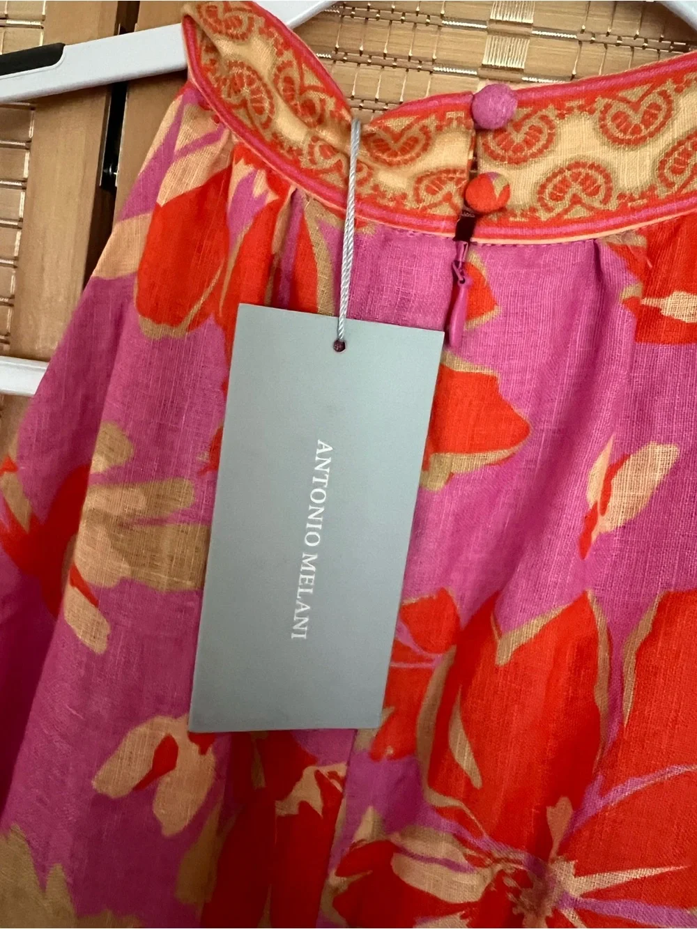 NWT Antonio Melani Pink Floral Halter Midi Dress Tropical Resort Sundress - Picture 6 of 8